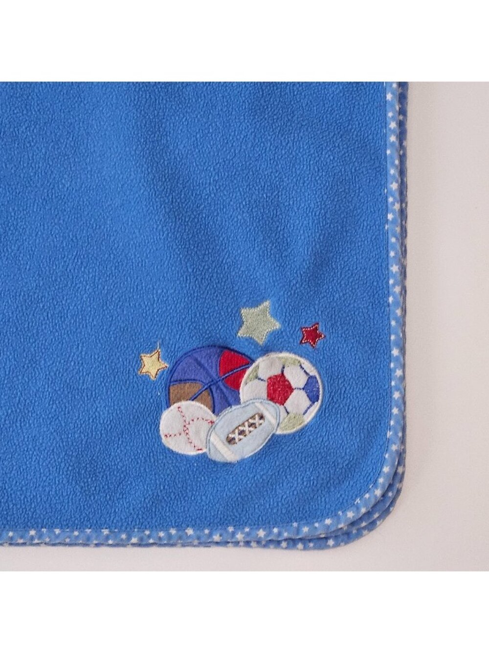 Circo Blue Fleece Baby Blanket Sports Base Ball Soccer Football Star Trim READ